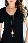 Nightcap and Gown - Gold Teardrop Moonstone Necklace - Paparazzi Accessories