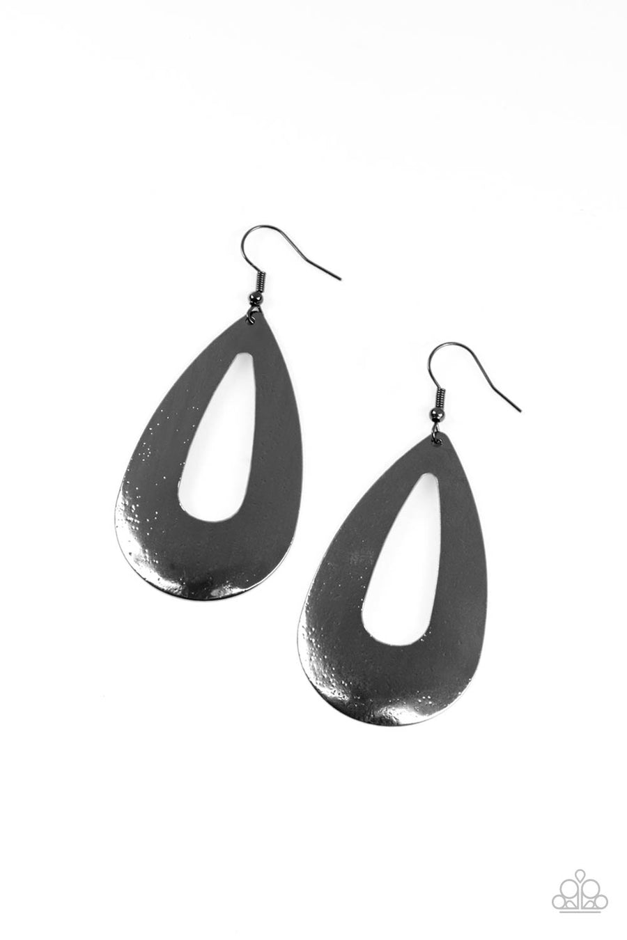 Hand It OVAL! - Black Hammered Earrings- Paparrazi Accessories