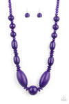 Summer Breezin - Purple Wood Bead Necklace - Paparazzi Accessories