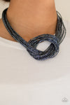 Knotted knockout - Blue Seed Bead Necklace - Paparazzi Accessories