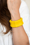 Caribbean Couture- Yellow Wooden Stretch Bracelet - Paparazzi Accessories