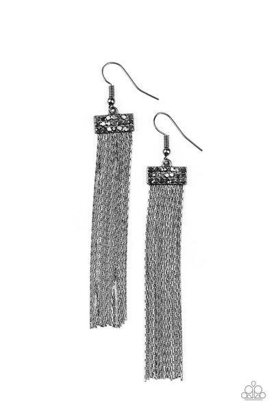 Twinkling Tapestry - Black Fringe Earrings  - Paparazzi Accessories