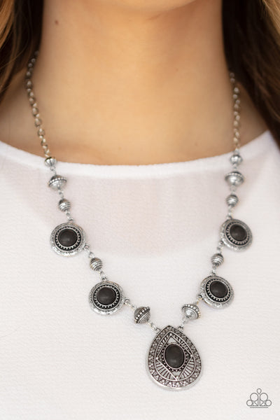 Mayan Magic - Black Stone Necklace- Paparrazi Accessories