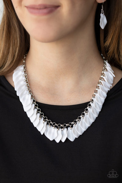 Super Bloom - White Petal Necklace - Paparrazi Accessories