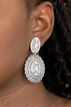 Ageless Artifact - Silver Clip On Earrings-Paparrazi Accessories
