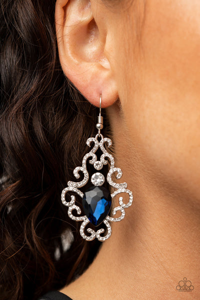 Happily Ever AFTERGLOW - Blue Rhinestone Earrings- Paparrazi Accessories