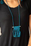 Between You and MACRAME - Blue Macrame Necklace- Paparrazi Accessories