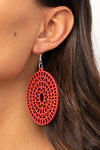 Tropical Retreat - Red Wood Earrings - Paparrazi Accessories