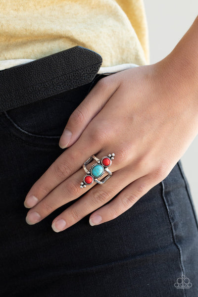 Sahara Sage - Red & Turquoise Ring - Paparrazi Accessories