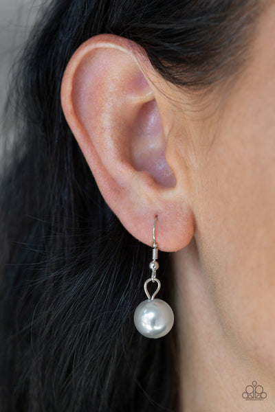 Pacific Posh - Silver Pearl Teardrop Necklace- Paparazzi Accessories