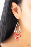 Summer Catch - Red Glass-like Bead Earrings  - Paparazzi Accessories