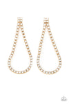 Diamond Drops - Gold Rhinestone Post Earrings  - Paparazzi Accessories