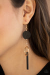 Raw Refinement - Black & Gold Earrings- Paparrazi Accessories