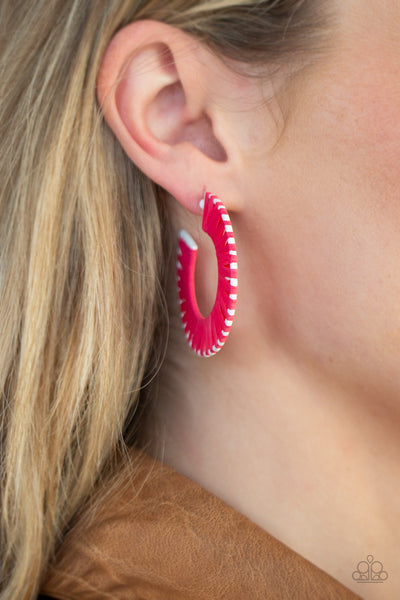 Everybody Conga! - Pink Hoop Earrings- Paparrazi Accessories