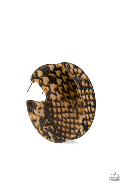 Hit Or Miss - Brown Tortoise Shell Acrylic Earrings - Paparazzi Accessories