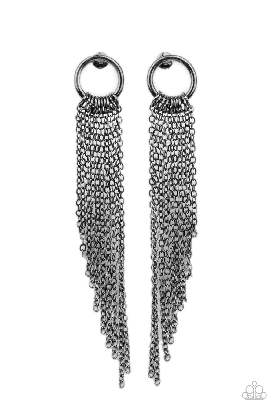 Divinely Dipping - Black Chain Post Earrings- Paparazzi Accessories