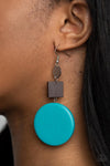 Modern Materials - Blue Wood Earrings- Paparrazi Accessories