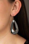 Hand It OVAL! - Black Hammered Earrings- Paparrazi Accessories