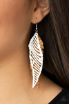 WINGING Off The Hook - White Leather & Cork Earrings- Paparrazi Accessories