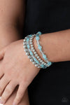 Delightfully Disco - Blue & Silver Stretch Bracelet- Paparrazi Accessories