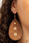 Rustic Torrent - Gold Leather Earrings- Paparrazi Accessories