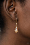 Teasable Teardrops - Gold & White Rhinestone Necklace- Paparrazi Accessories