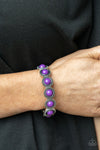 Polished Promenade - Purple Bead Stretch Bracelet- Paparrazi Accessories