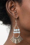 A FLARE For Fierceness - White Opalescent Earrings- Paparrazi Accessories