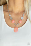 DEW What You Wanna DEW - Burnt Coral Stone Necklace - Paparrazi Accessories
