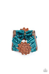 Tropical Sanctuary - Blue Wood Bead Bracelet - Paparrazi Accessories