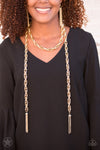 SCARFed For Attention - Gold Chain Tasseled Necklace - Blockbuster- Paparazzi Accessories