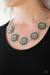 Me-dallions, Myself  and I - Yellow Disc Necklace - Paparazzi Accessories