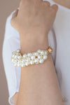 Up Class Clash - White  & Gold Pearl Bracelet   - Paparazzi Accessories