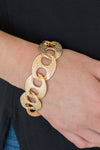 Casual Connoisseur- Gold Textured Link Bracelet - Paparazzi Accessories