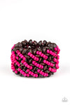 Cozy in Cozumel - Pink Wood Bead Bracelet- Paparrazi Accessories