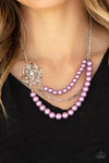 Fabulously Floral -  Purple Pearl Rhinestone Necklace - Paparazzi Accessories