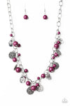 Guru Garden  Purple Beads & Silver Charms Necklace - Paparazzi Accessories