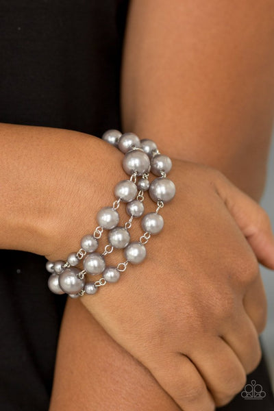 Until The End Of Timeless  - Silver Pearl Bracelet  - Paparazzi Accessories