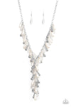 Dripping With DIVA-ttitude - White & Silver Beaded Necklace- Paparrazi Accessories