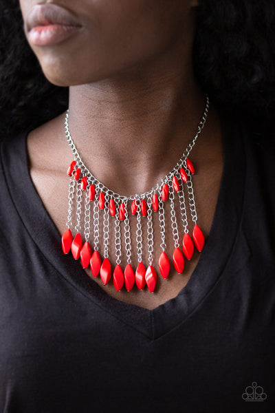 Venturous Vibes- Red Bead Necklace - Paparazzi Accessories