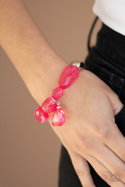 Gemstone Glamour  - Pink Glass-like Bead Bracelet - Paparazzi Accessories