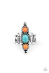 Sahara Sage - Orange & Turquoise Ring- Paparrazi Accessories