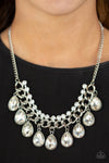 All Toget-HEIR Now- White Rhinestone Necklace - Paparazzi Accessories