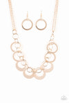 In Full Orbit  - Rose Gold Hoop Necklace - Paparazzi Accessories