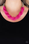 Savannah Surfin  - Pink Seed Bead Necklace - Paparazzi Accessories