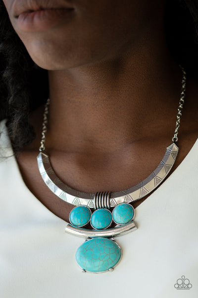 Commander And Chiefette - Turquoise Stone Necklace - Paparazzi Accessories