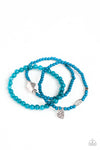 Really Romantic - Blue Bead Stretch Bracelet- Paparrazi Accessories