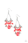 Summer Catch - Red Glass-like Bead Earrings  - Paparazzi Accessories