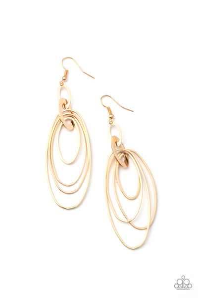 OVAL The Moon - Gold Oval Earrings- Paparrazi Accessories