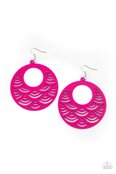 Sea Le Vie - Pink Wooden Earrings - Paparazzi Accessories